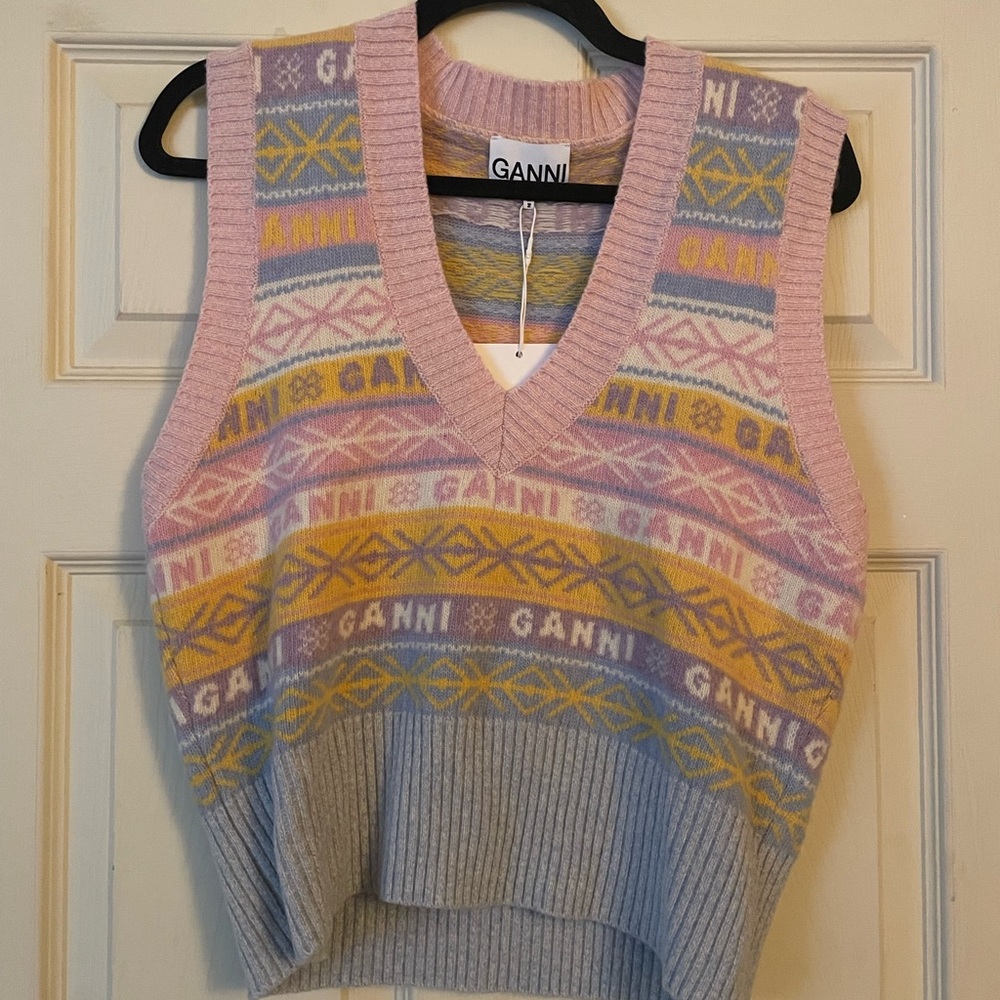 GANNI pastel sweater vest